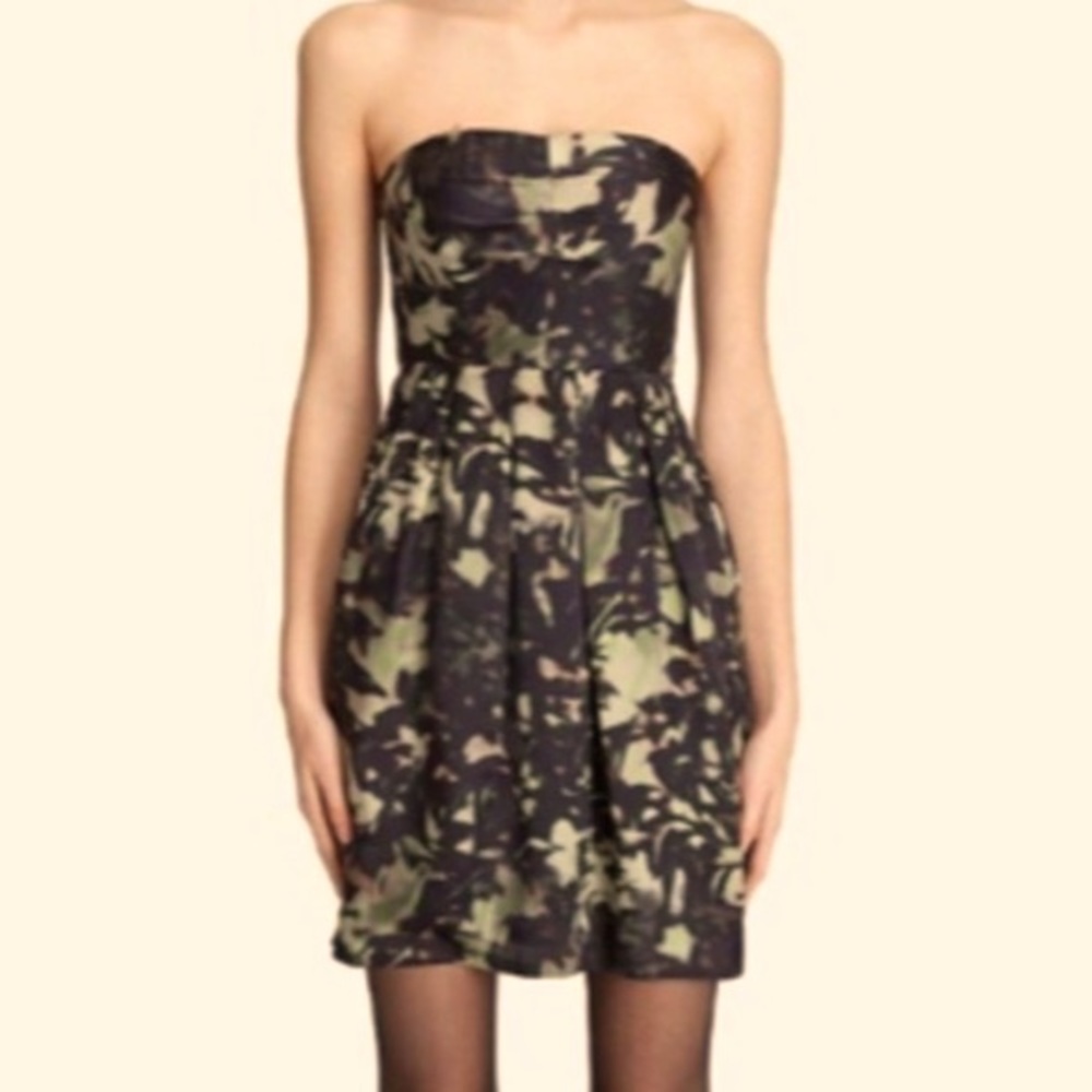 Theory Strapless Print Silk Dress - with Pockets!